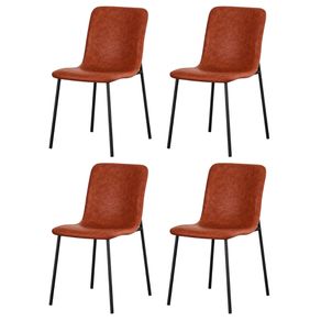 15 Kit 4 Cadeiras Celeste Rivatti 43 cm -Largura- em PU Marrom e Base em Aco Preto Pintada a Po